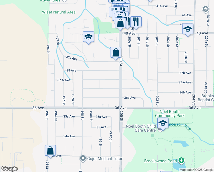map of restaurants, bars, coffee shops, grocery stores, and more near 19927 37 Avenue in Langley