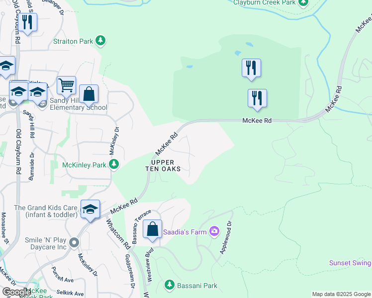 map of restaurants, bars, coffee shops, grocery stores, and more near 35725 Ledgeview Drive in Abbotsford