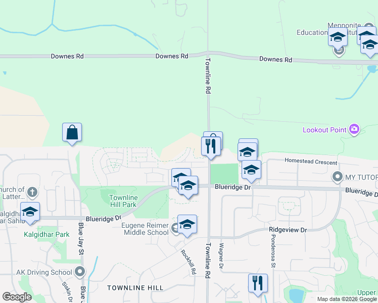 map of restaurants, bars, coffee shops, grocery stores, and more near 31125 Westridge Place in Abbotsford