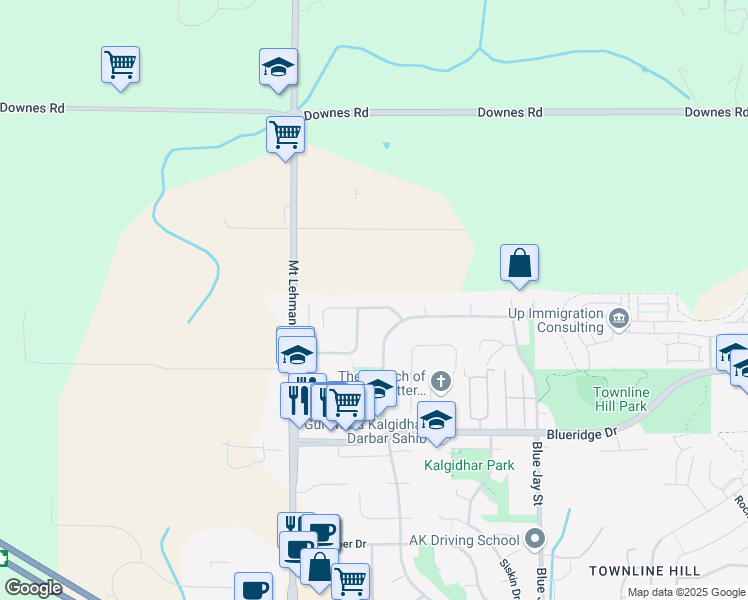 map of restaurants, bars, coffee shops, grocery stores, and more near 30539 Northridge Way in Abbotsford