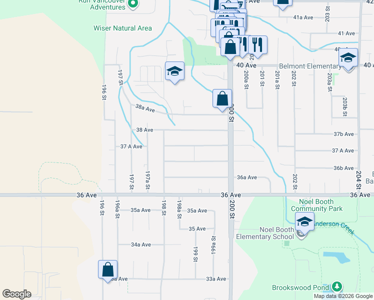 map of restaurants, bars, coffee shops, grocery stores, and more near 19864 37 A Avenue in Langley