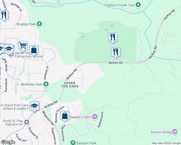 map of restaurants, bars, coffee shops, grocery stores, and more near 35810 McKee Road in Abbotsford