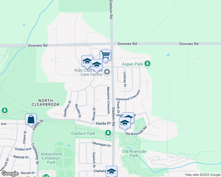 map of restaurants, bars, coffee shops, grocery stores, and more near 3754 Nanaimo Crescent in Abbotsford