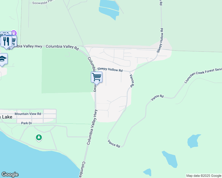 map of restaurants, bars, coffee shops, grocery stores, and more near 3834 Karen Drive in Cultus Lake