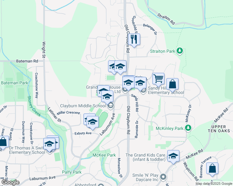 map of restaurants, bars, coffee shops, grocery stores, and more near 35179 Laburnum Avenue in Abbotsford