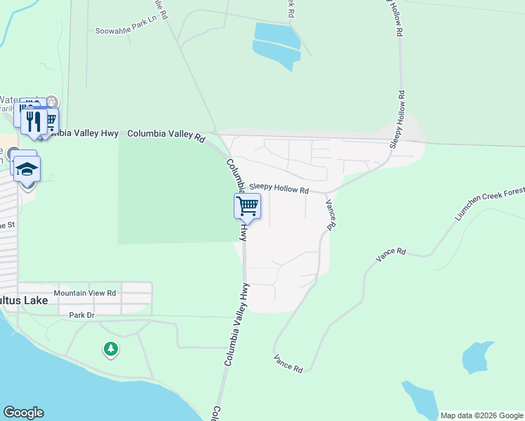 map of restaurants, bars, coffee shops, grocery stores, and more near 3857 Karen Drive in Cultus Lake