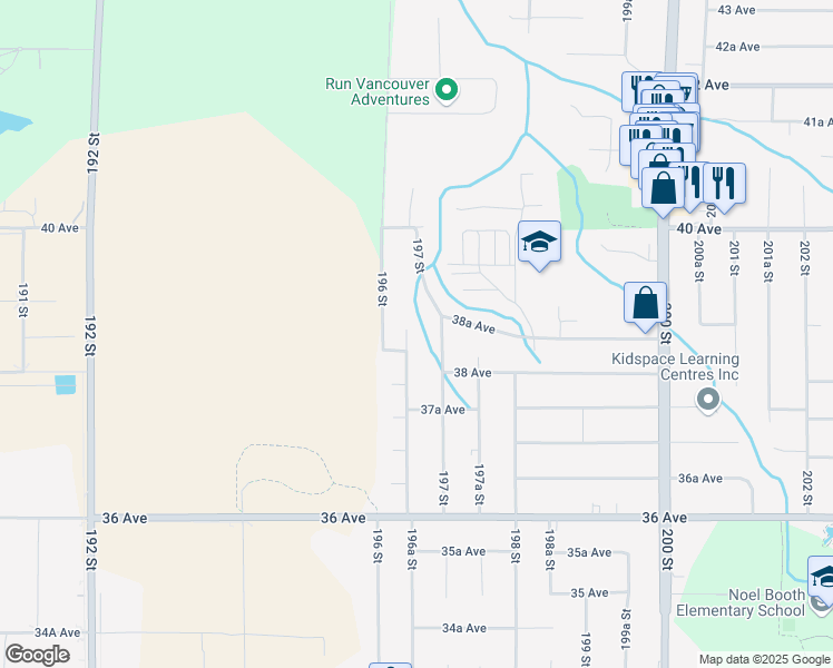 map of restaurants, bars, coffee shops, grocery stores, and more near 3854 196A Street in Langley City