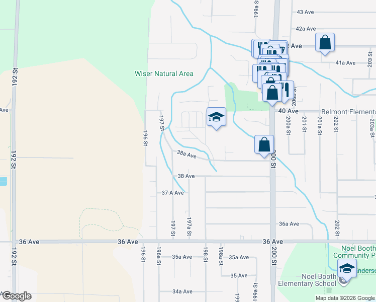 map of restaurants, bars, coffee shops, grocery stores, and more near 19745 38A Avenue in Langley