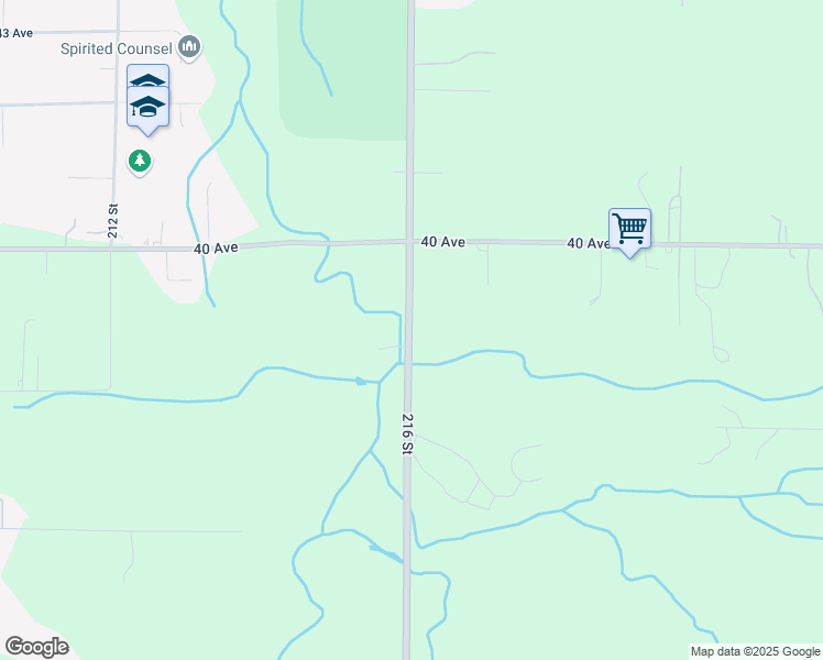 map of restaurants, bars, coffee shops, grocery stores, and more near 3870 216 Street in Langley