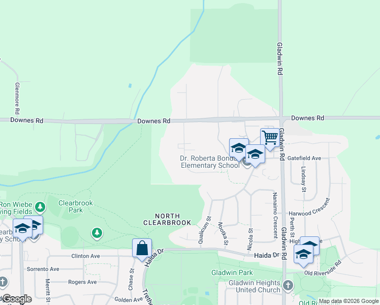 map of restaurants, bars, coffee shops, grocery stores, and more near 3910 Verdon Way in Abbotsford
