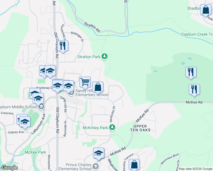 map of restaurants, bars, coffee shops, grocery stores, and more near 3887 Angus Crescent in Abbotsford