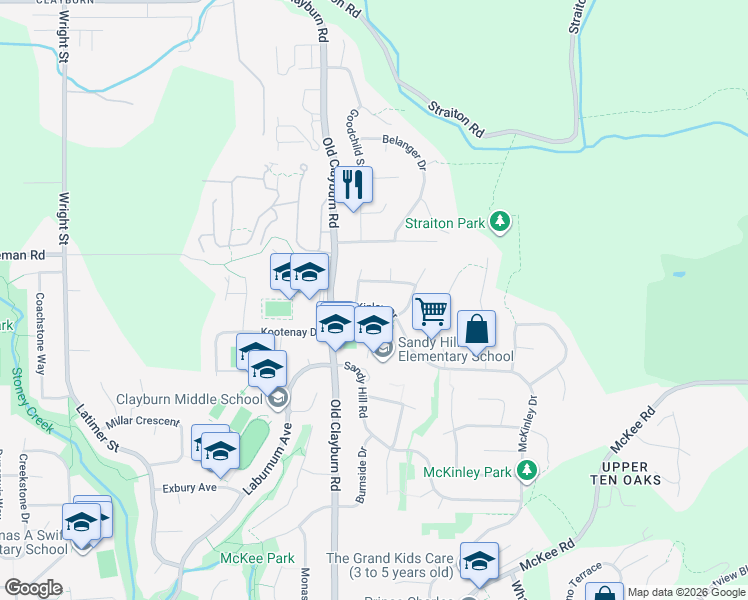 map of restaurants, bars, coffee shops, grocery stores, and more near 35277 McKinley Drive in Abbotsford