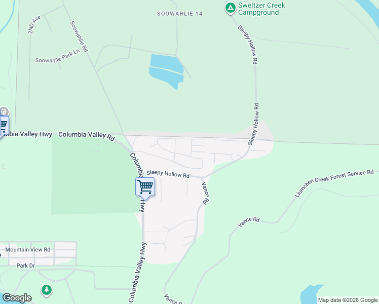 map of restaurants, bars, coffee shops, grocery stores, and more near 3942 Columbia Valley Highway in Cultus Lake