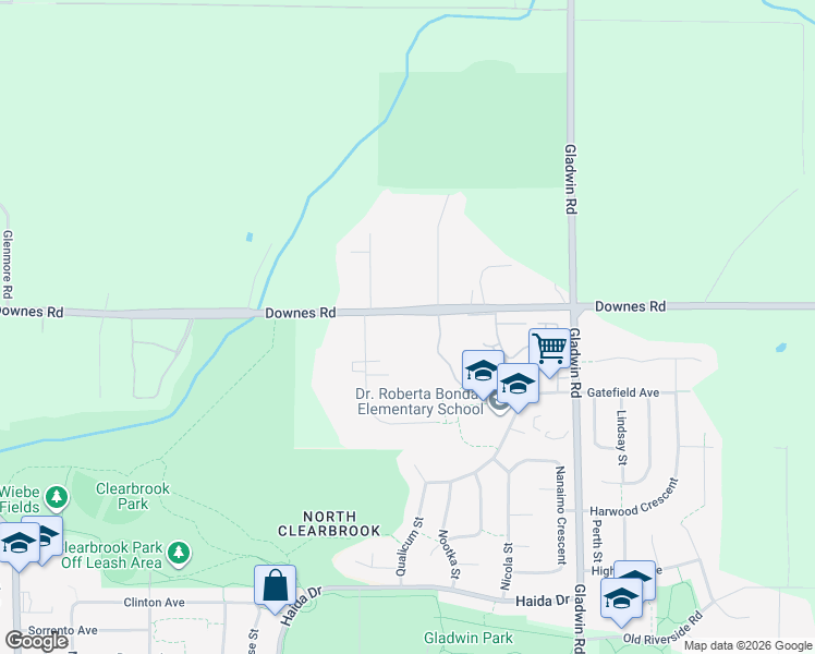 map of restaurants, bars, coffee shops, grocery stores, and more near 32576 Downes Road in Abbotsford