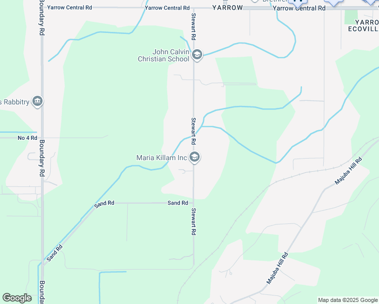 map of restaurants, bars, coffee shops, grocery stores, and more near 3995 Stewart Road in Chilliwack
