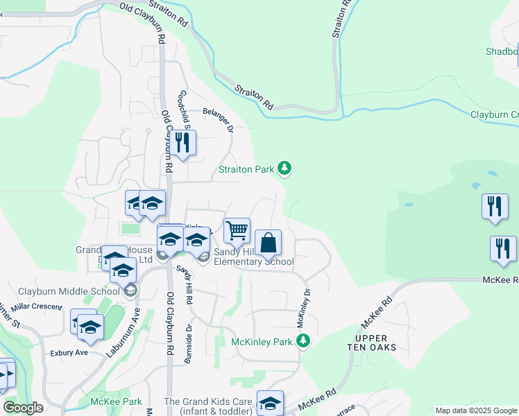 map of restaurants, bars, coffee shops, grocery stores, and more near 3980 Kaleigh Court in Abbotsford