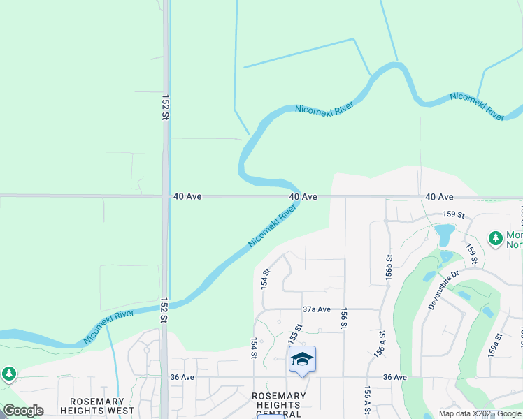 map of restaurants, bars, coffee shops, grocery stores, and more near 15442 40 Avenue in Surrey