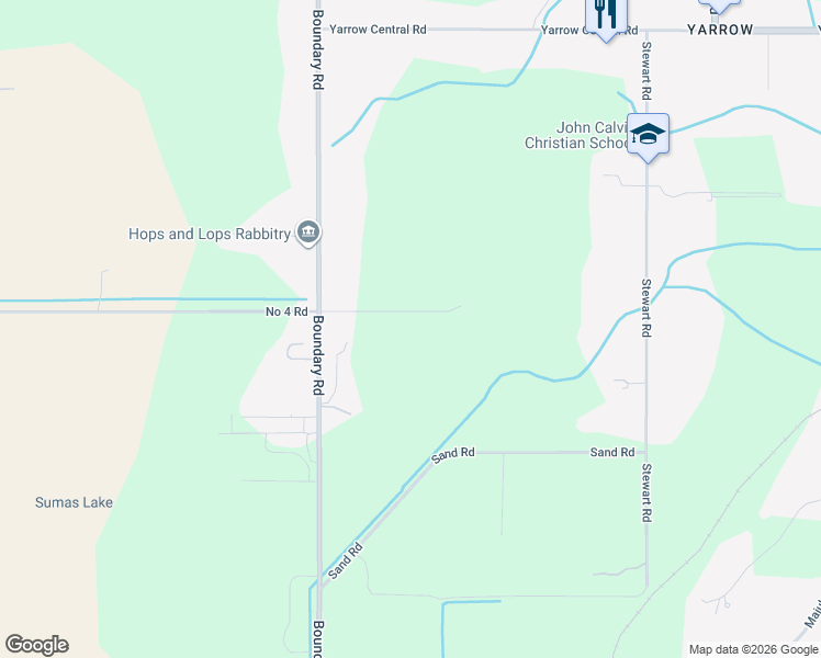 map of restaurants, bars, coffee shops, grocery stores, and more near 3980 Boundary Road in Chilliwack
