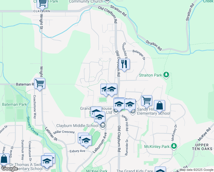 map of restaurants, bars, coffee shops, grocery stores, and more near 35152 Christina Place in Abbotsford