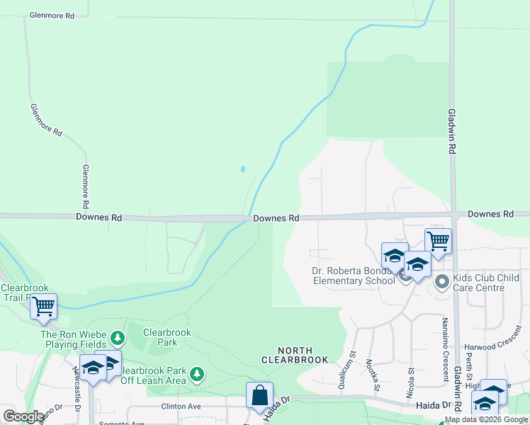 map of restaurants, bars, coffee shops, grocery stores, and more near 32383 Downes Road in Abbotsford