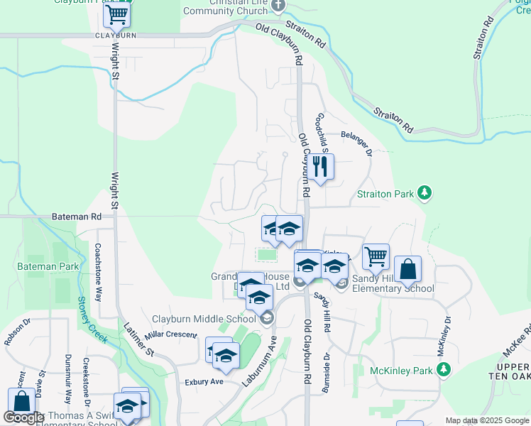 map of restaurants, bars, coffee shops, grocery stores, and more near 35133 Christina Place in Abbotsford