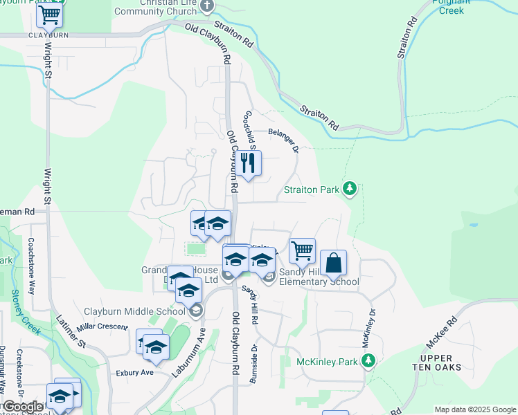map of restaurants, bars, coffee shops, grocery stores, and more near 35272 Firdale Avenue in Abbotsford