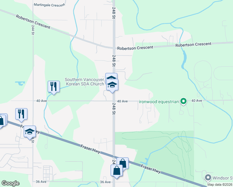 map of restaurants, bars, coffee shops, grocery stores, and more near 4034 248 Street in Langley Township