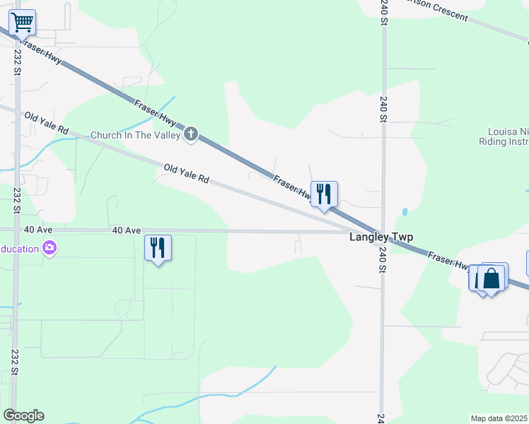 map of restaurants, bars, coffee shops, grocery stores, and more near 23740 Old Yale Road in Langley Township