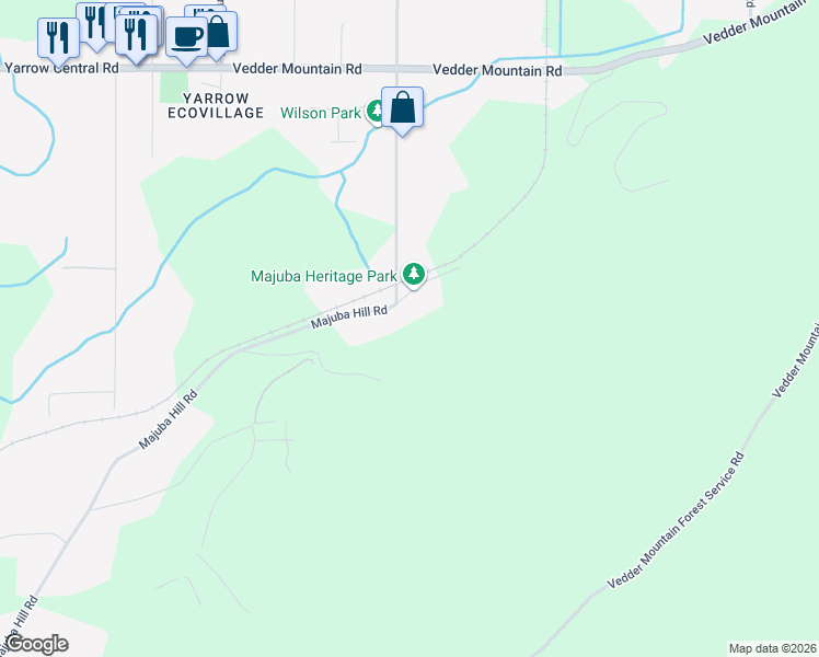 map of restaurants, bars, coffee shops, grocery stores, and more near 42602 Majuba Hill Road in Chilliwack