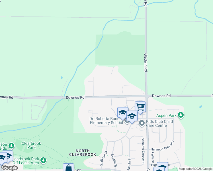map of restaurants, bars, coffee shops, grocery stores, and more near 4033 Prairie Street in Abbotsford