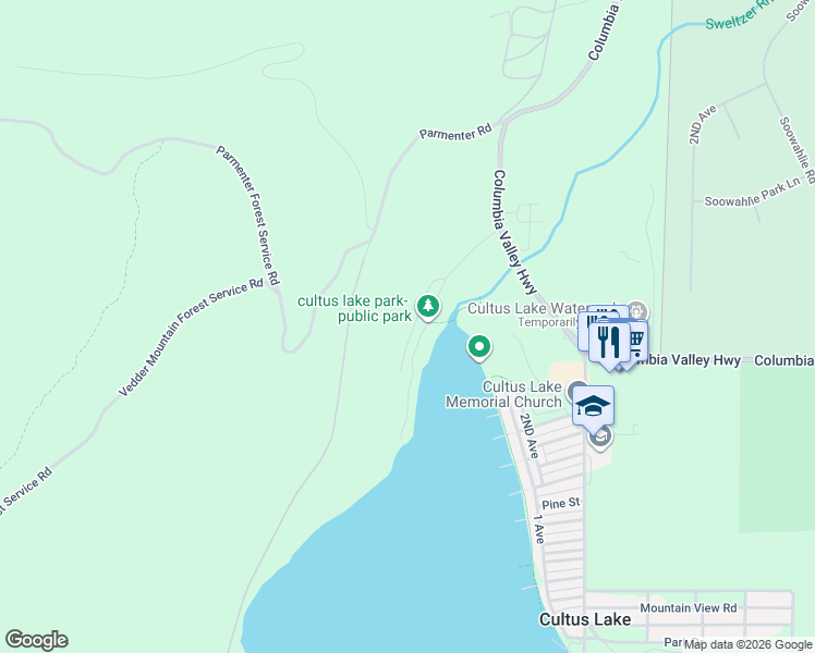 map of restaurants, bars, coffee shops, grocery stores, and more near 309 Munroe Avenue in Cultus Lake