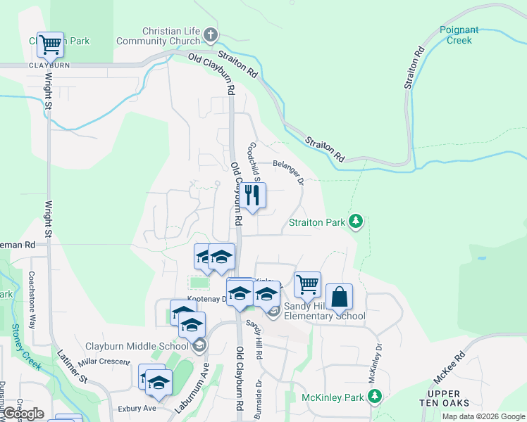 map of restaurants, bars, coffee shops, grocery stores, and more near 4070 Channel Street in Abbotsford