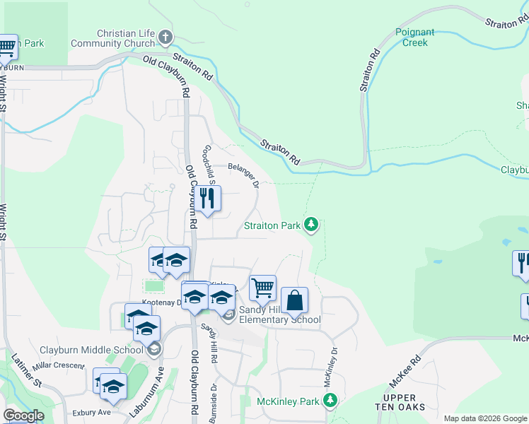 map of restaurants, bars, coffee shops, grocery stores, and more near 35347 Kinloch Place in Abbotsford