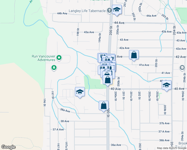 map of restaurants, bars, coffee shops, grocery stores, and more near 4067 199A Street in Langley City