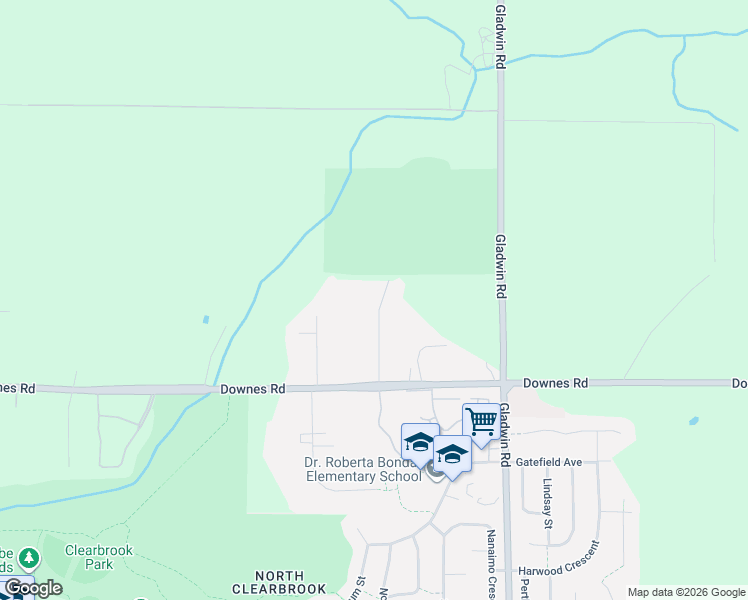 map of restaurants, bars, coffee shops, grocery stores, and more near 4115 Prairie Street in Abbotsford