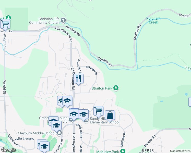map of restaurants, bars, coffee shops, grocery stores, and more near 4125 Belanger Drive in Abbotsford