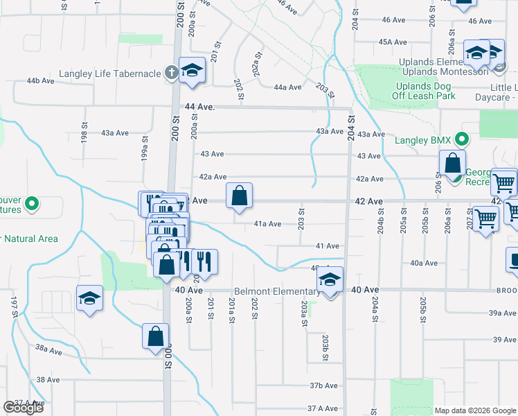 map of restaurants, bars, coffee shops, grocery stores, and more near in Langley