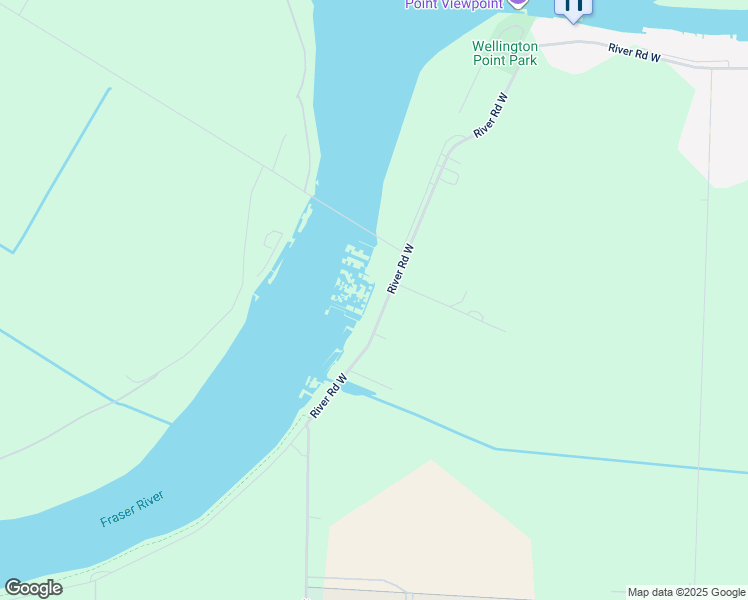 map of restaurants, bars, coffee shops, grocery stores, and more near 3459 River Road West in Delta