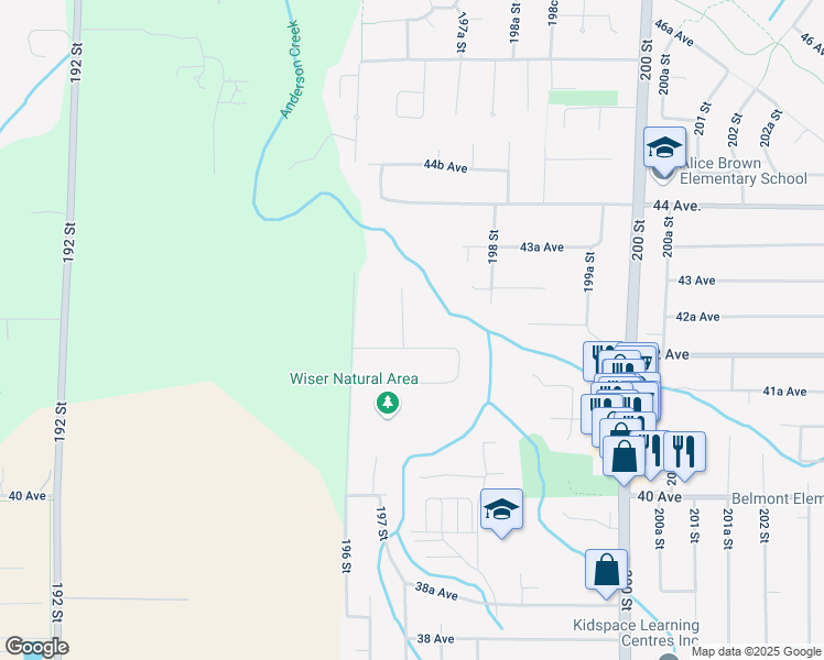 map of restaurants, bars, coffee shops, grocery stores, and more near 4224 196B Street in Langley