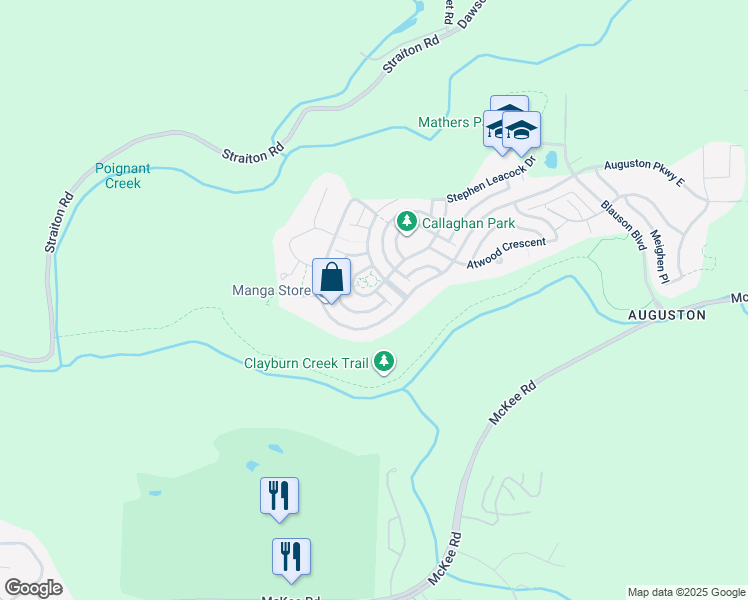map of restaurants, bars, coffee shops, grocery stores, and more near 36086 Shadbolt Avenue in Abbotsford