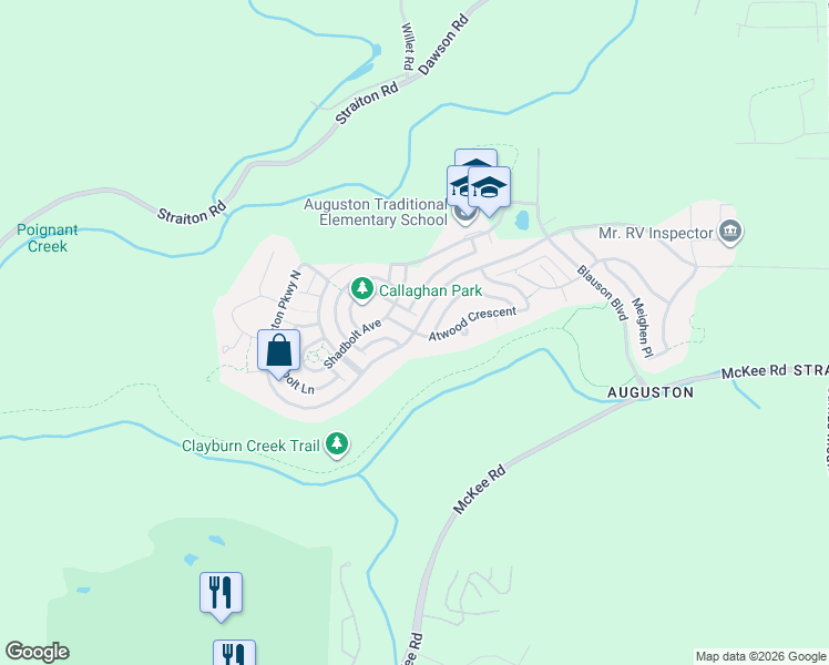 map of restaurants, bars, coffee shops, grocery stores, and more near Auguston Parkway South in Abbotsford