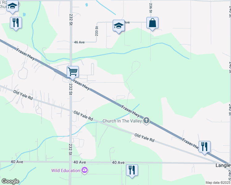 map of restaurants, bars, coffee shops, grocery stores, and more near 23436 44 Avenue in Langley Township