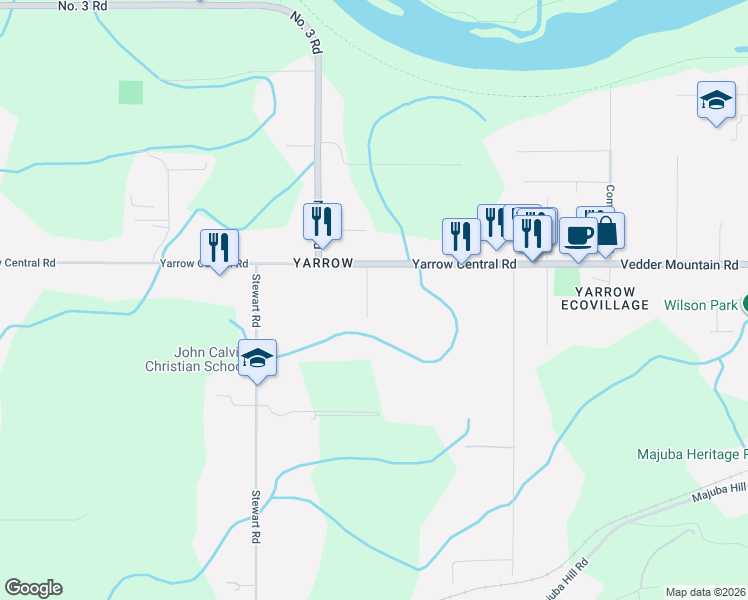 map of restaurants, bars, coffee shops, grocery stores, and more near 4350 Cypress Street in Chilliwack