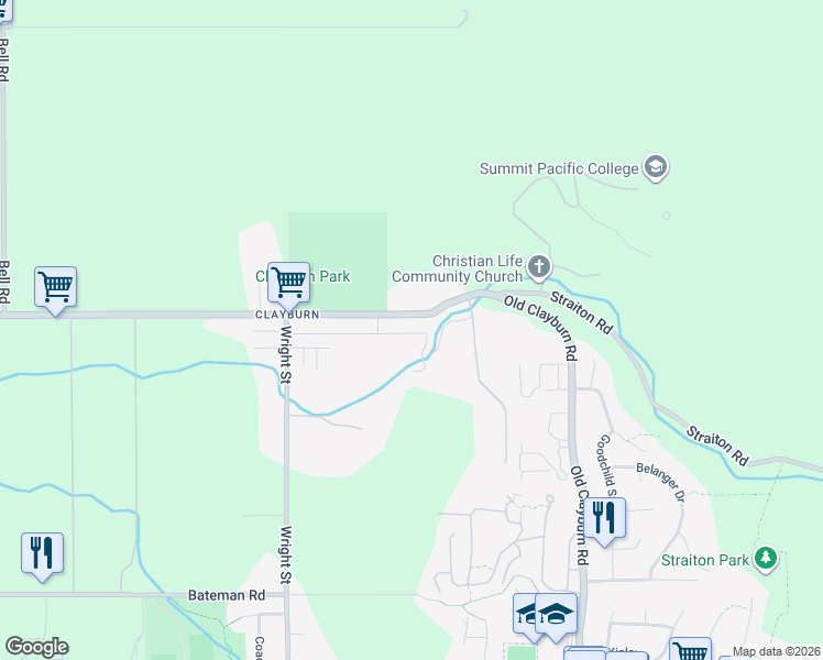 map of restaurants, bars, coffee shops, grocery stores, and more near 34980 Clayburn Lane in Abbotsford