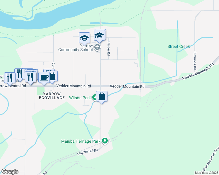 map of restaurants, bars, coffee shops, grocery stores, and more near 42630 Yarrow Central Road in Chilliwack