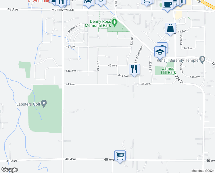 map of restaurants, bars, coffee shops, grocery stores, and more near 21842 44 Avenue in Langley City