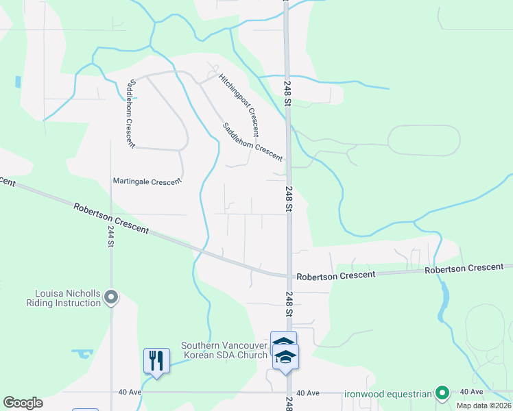 map of restaurants, bars, coffee shops, grocery stores, and more near 24676 44 Avenue in Langley