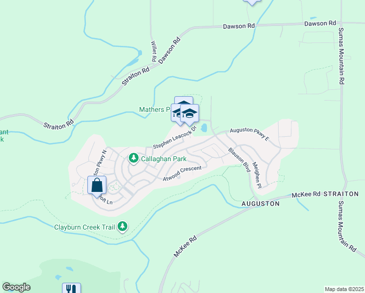 map of restaurants, bars, coffee shops, grocery stores, and more near 36309 Auguston Parkway South in Abbotsford