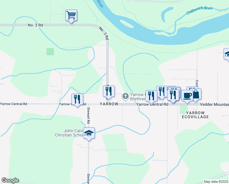 map of restaurants, bars, coffee shops, grocery stores, and more near 41933 Kirk Avenue in Chilliwack