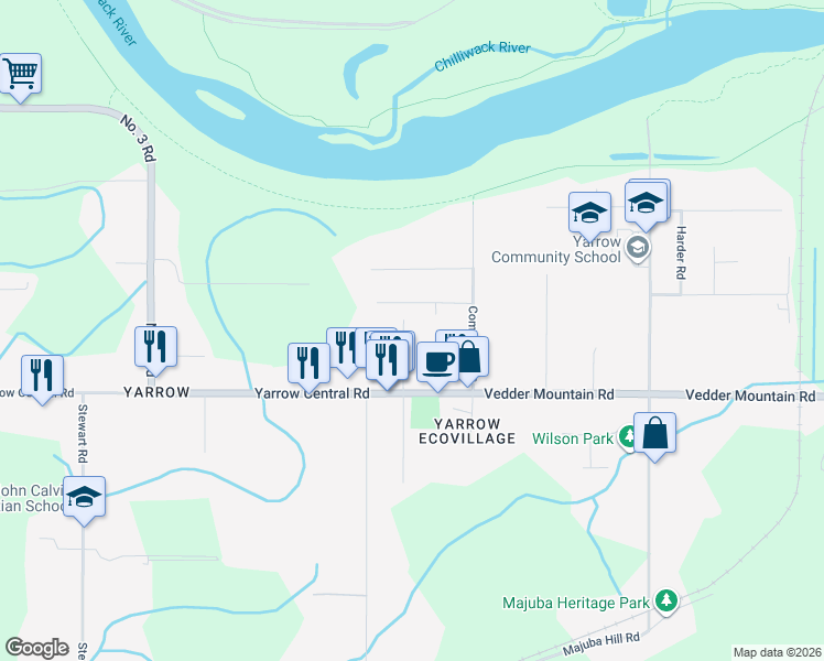 map of restaurants, bars, coffee shops, grocery stores, and more near 4472 Kehler Street in Chilliwack